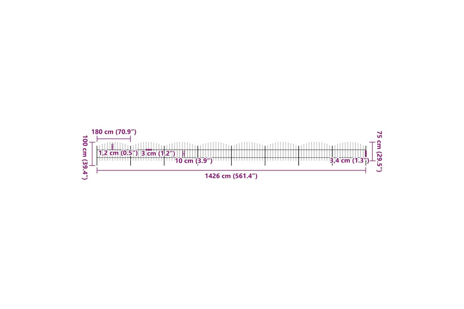 Vidaxl 277719 Garden Fence With Spear Top Steel (0.75-1)x13.6 M Black-6