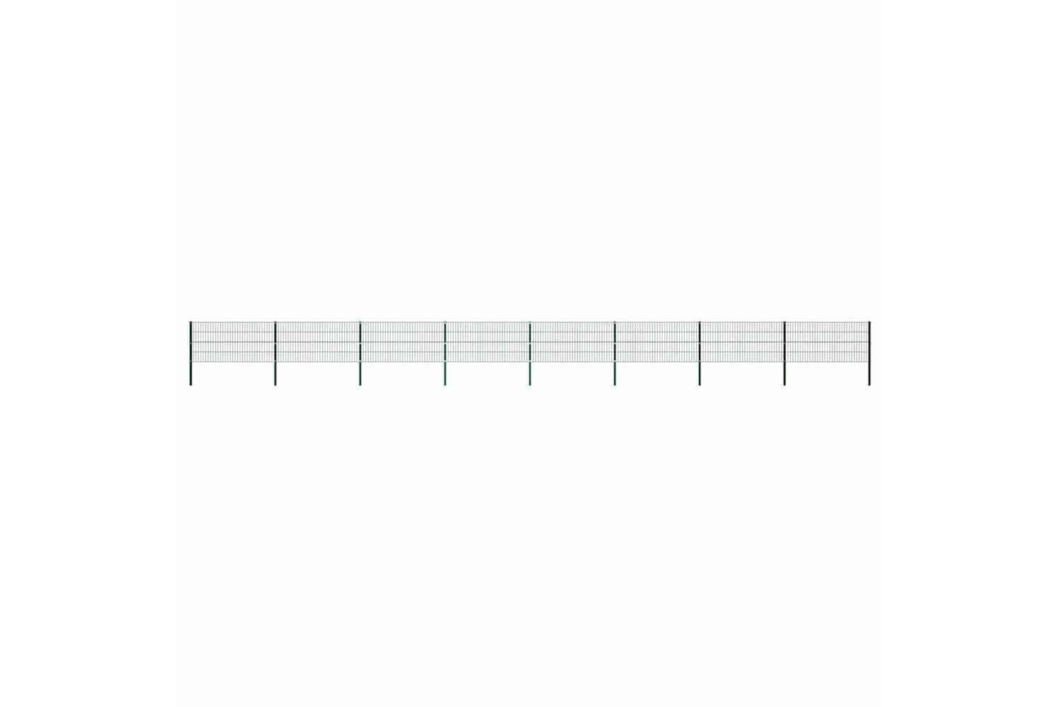 Vidaxl 278611 Fence Panel With Posts Iron 13.6x0.8 M Green-2