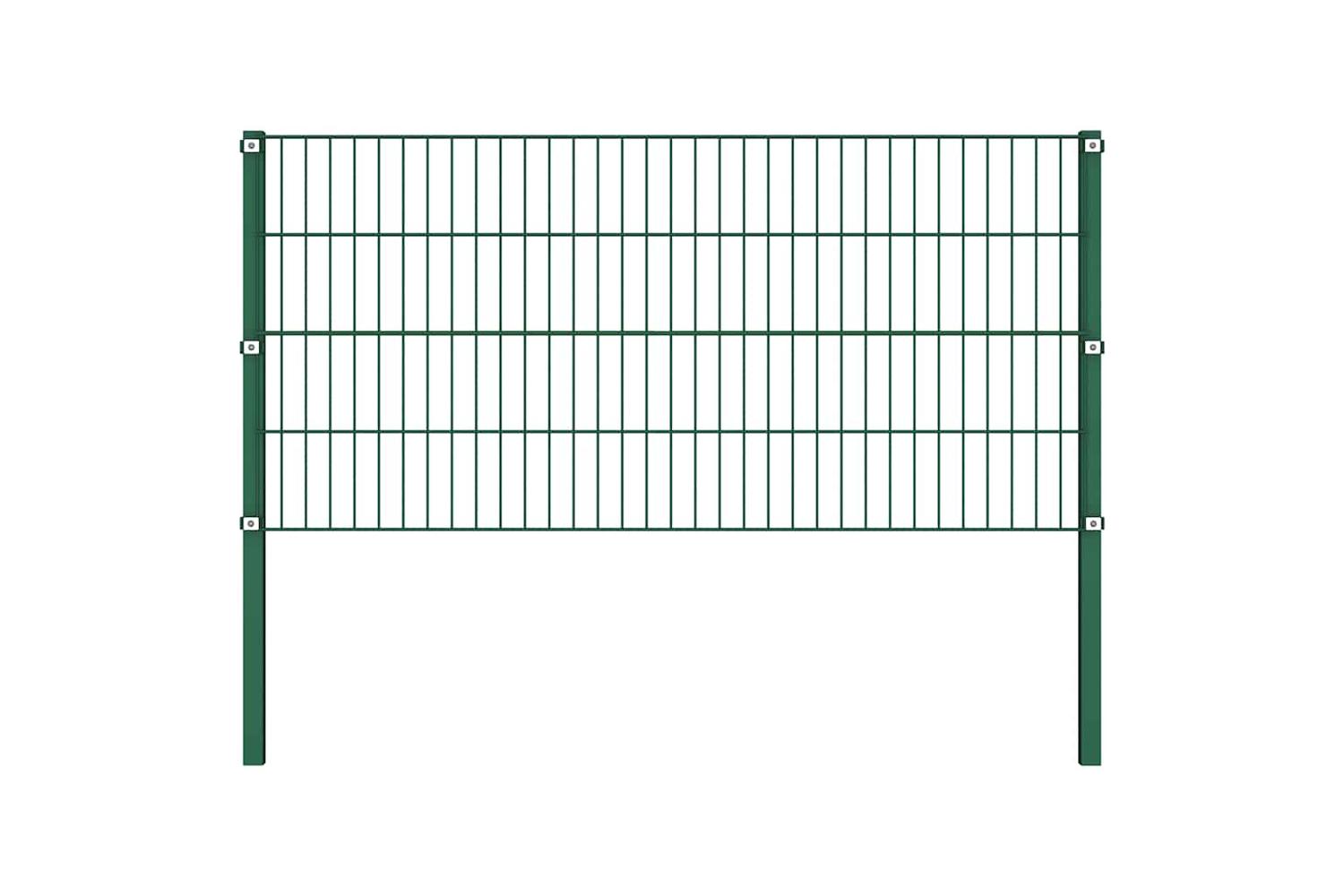 Vidaxl 278611 Fence Panel With Posts Iron 13.6x0.8 M Green-3