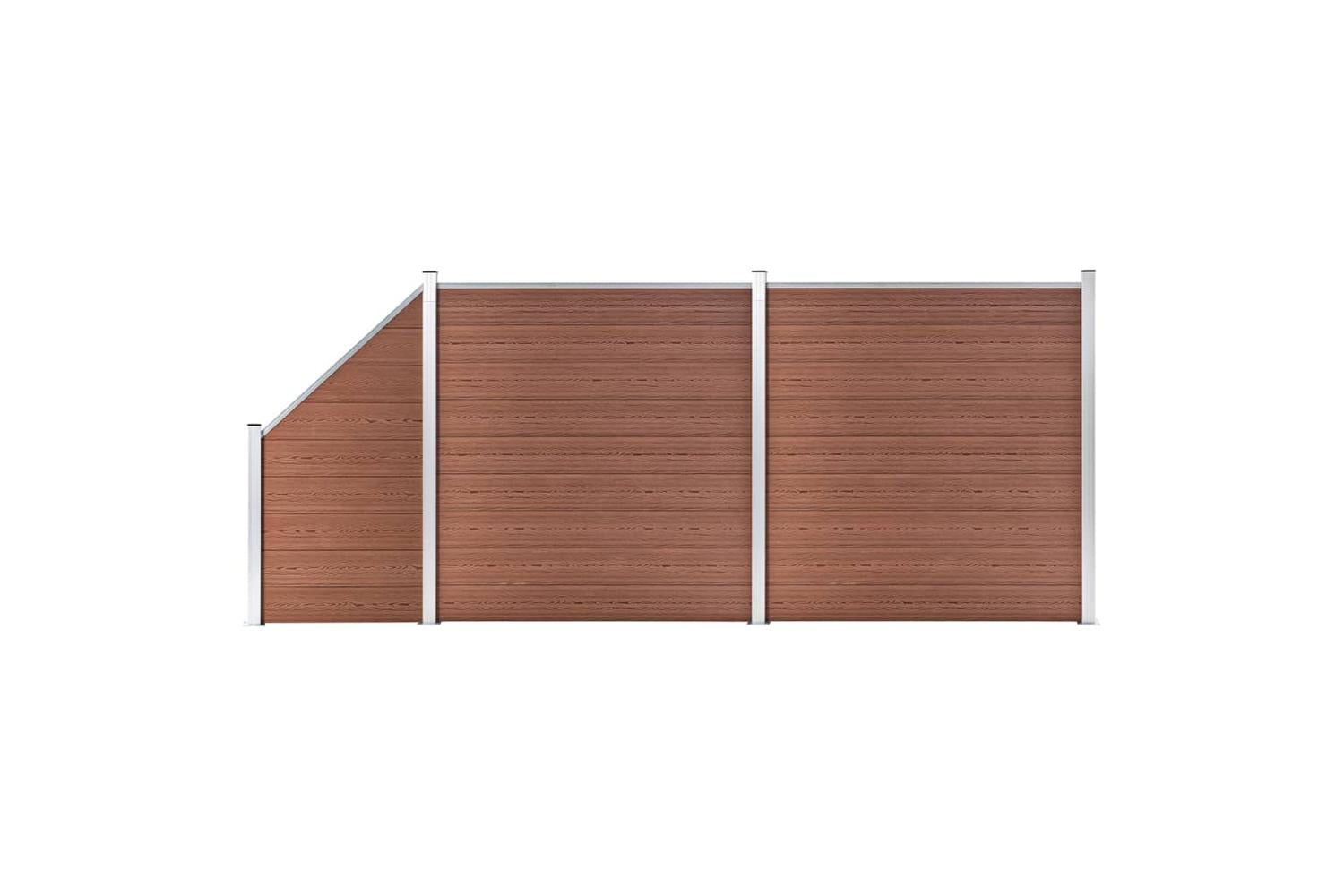 vidaXL 3053216 Wpc Fence Set 2 Square + 1 Slanted 446x186cm Brown-2