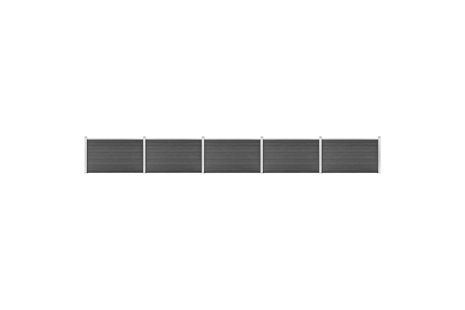 vidaXL 3070450 Fence Panel Set Wpc 872x105cm Black-2