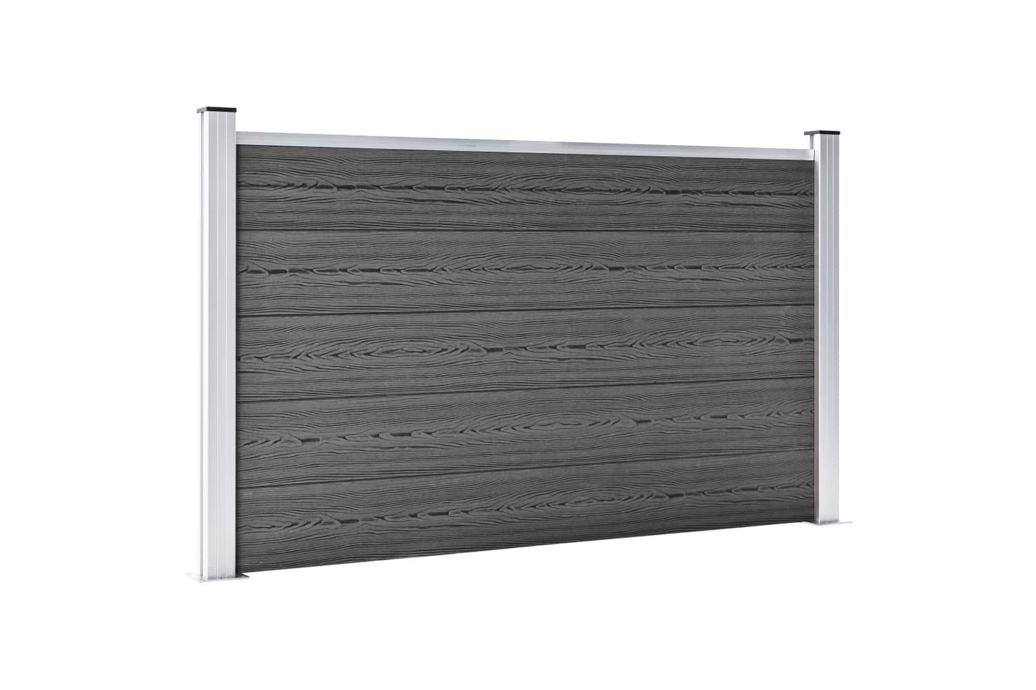 vidaXL 3070450 Fence Panel Set Wpc 872x105cm Black-4