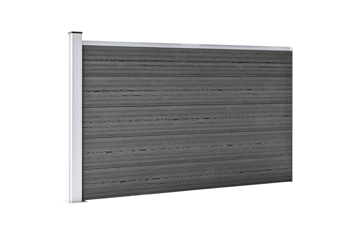 vidaXL 3070450 Fence Panel Set Wpc 872x105cm Black-5