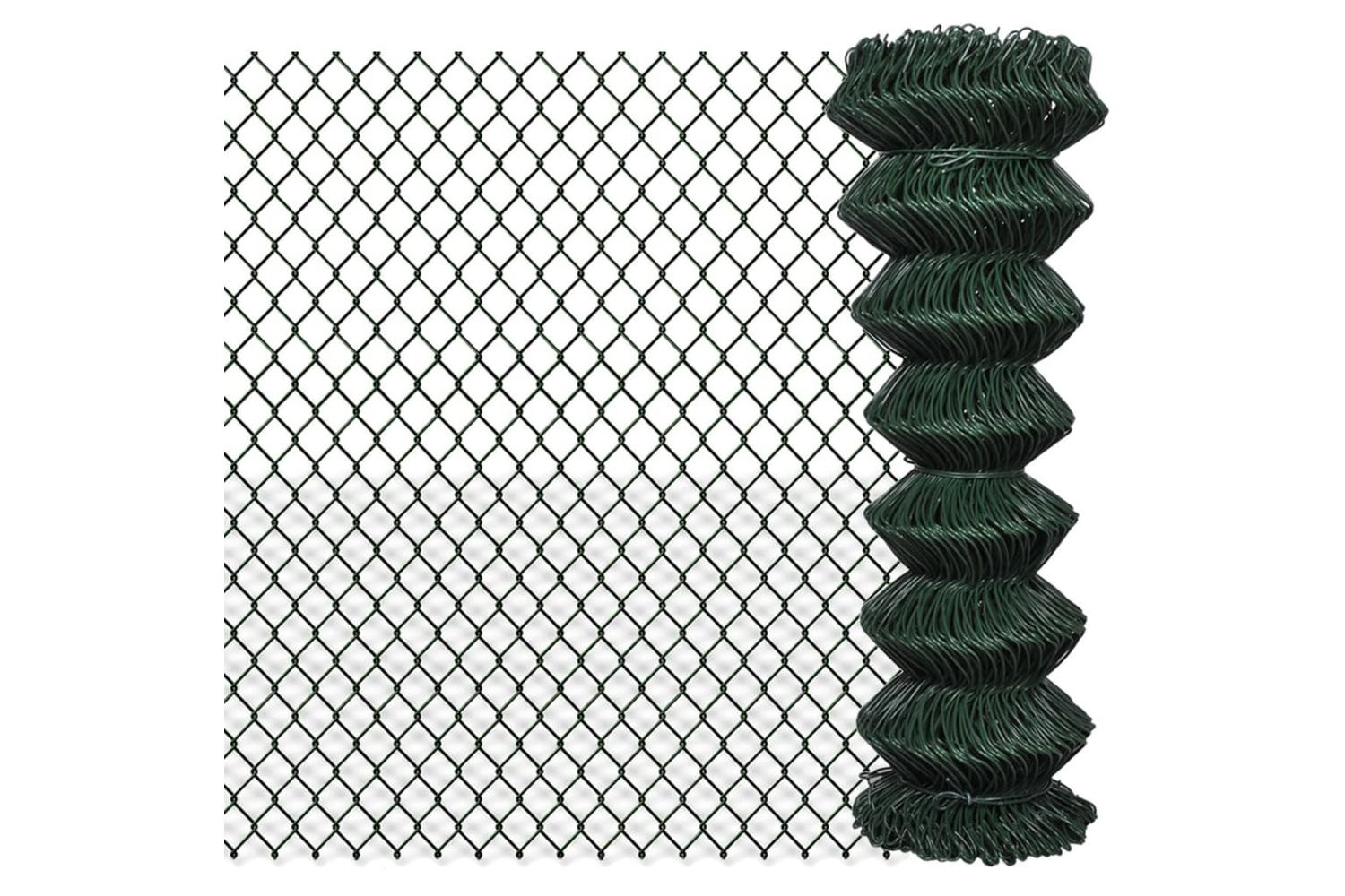 Vidaxl 140345 Chain Link Fence Steel 1,25x15 M Green