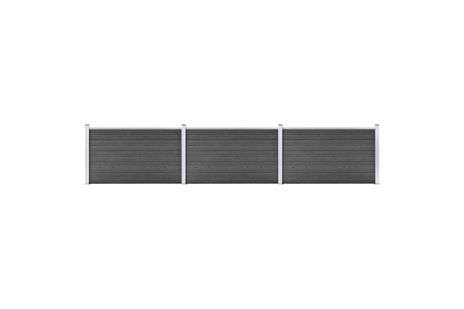vidaXL Fence Panel Set Wpc 526x105cm Black-2