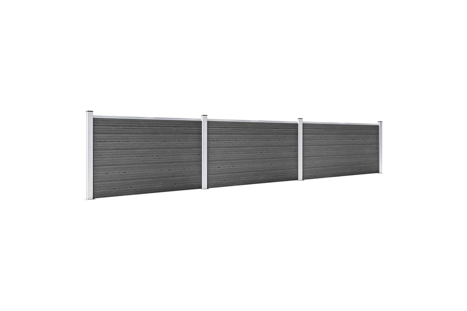 vidaXL Fence Panel Set Wpc 526x105cm Black-3