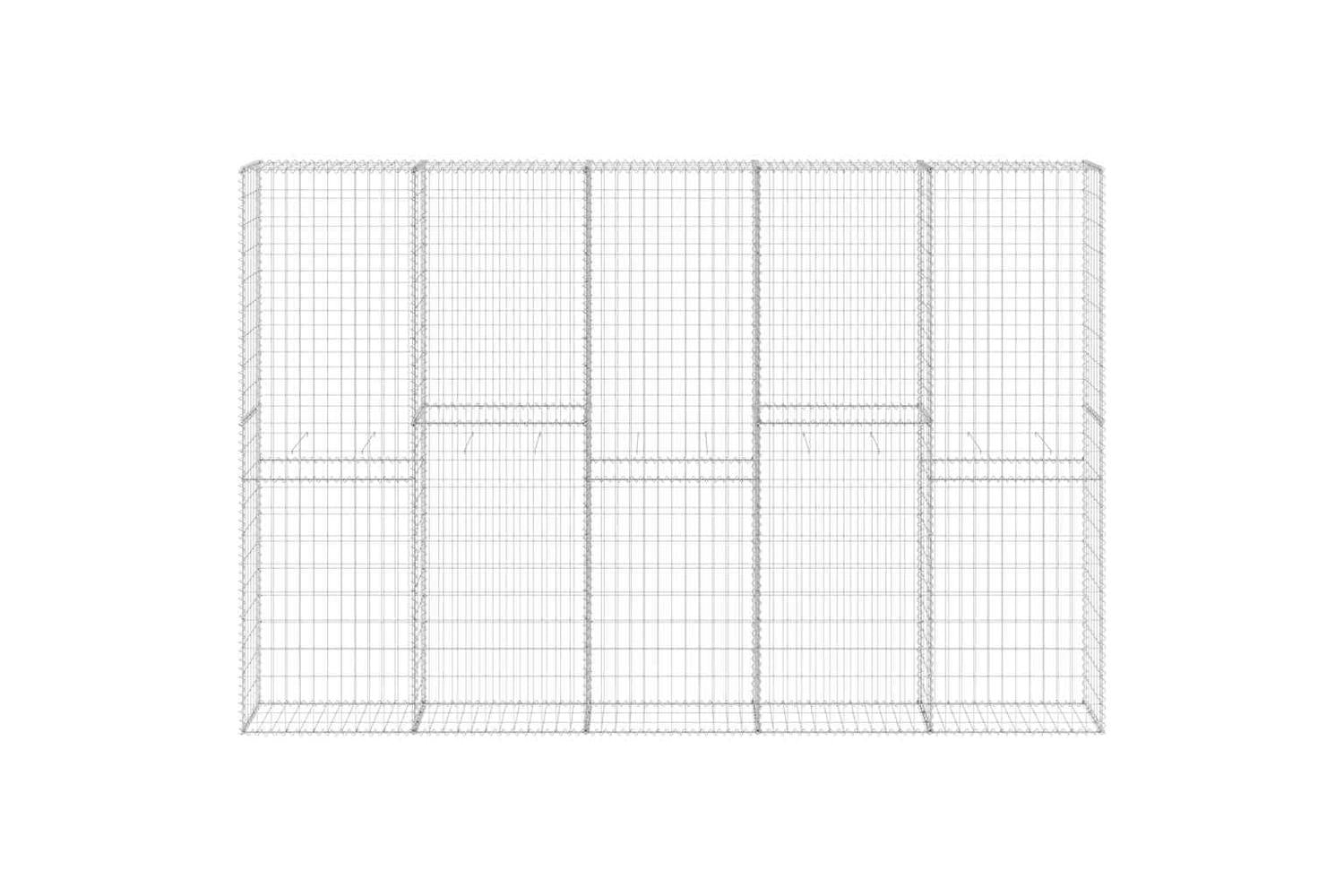vidaXL 147823 Gabion Wall With Covers Galvanised Steel 300x30x200cm-5