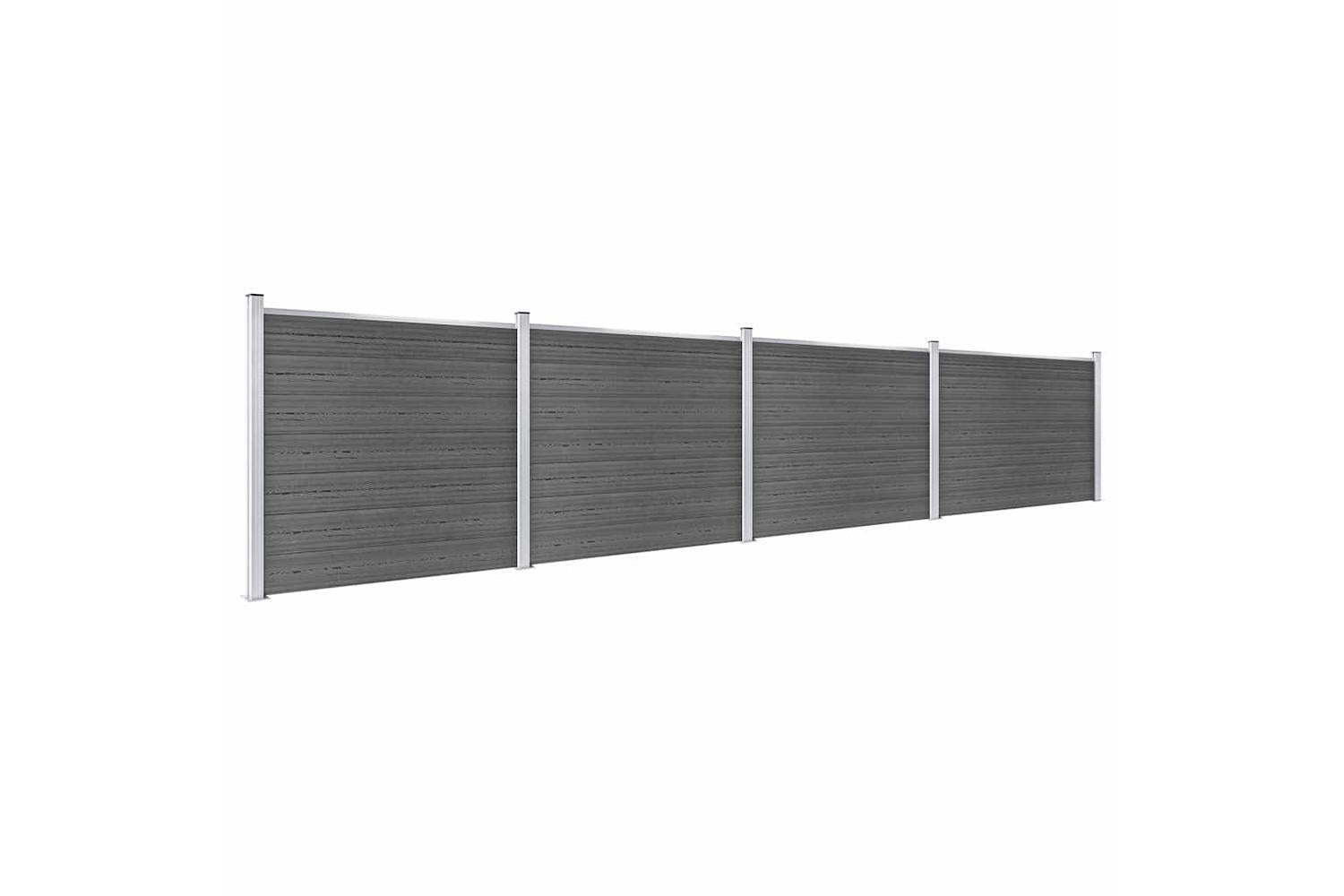 vidaXL 3070461 Fence Panel Set Wpc 699x146cm Black-2