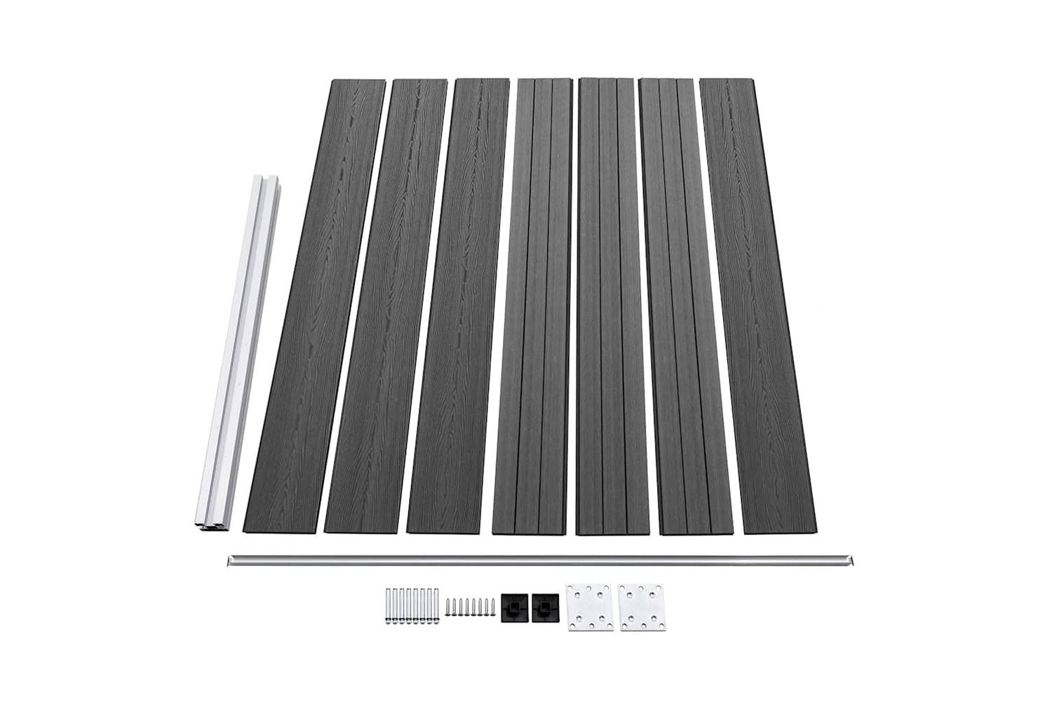 vidaXL 3070461 Fence Panel Set Wpc 699x146cm Black-5