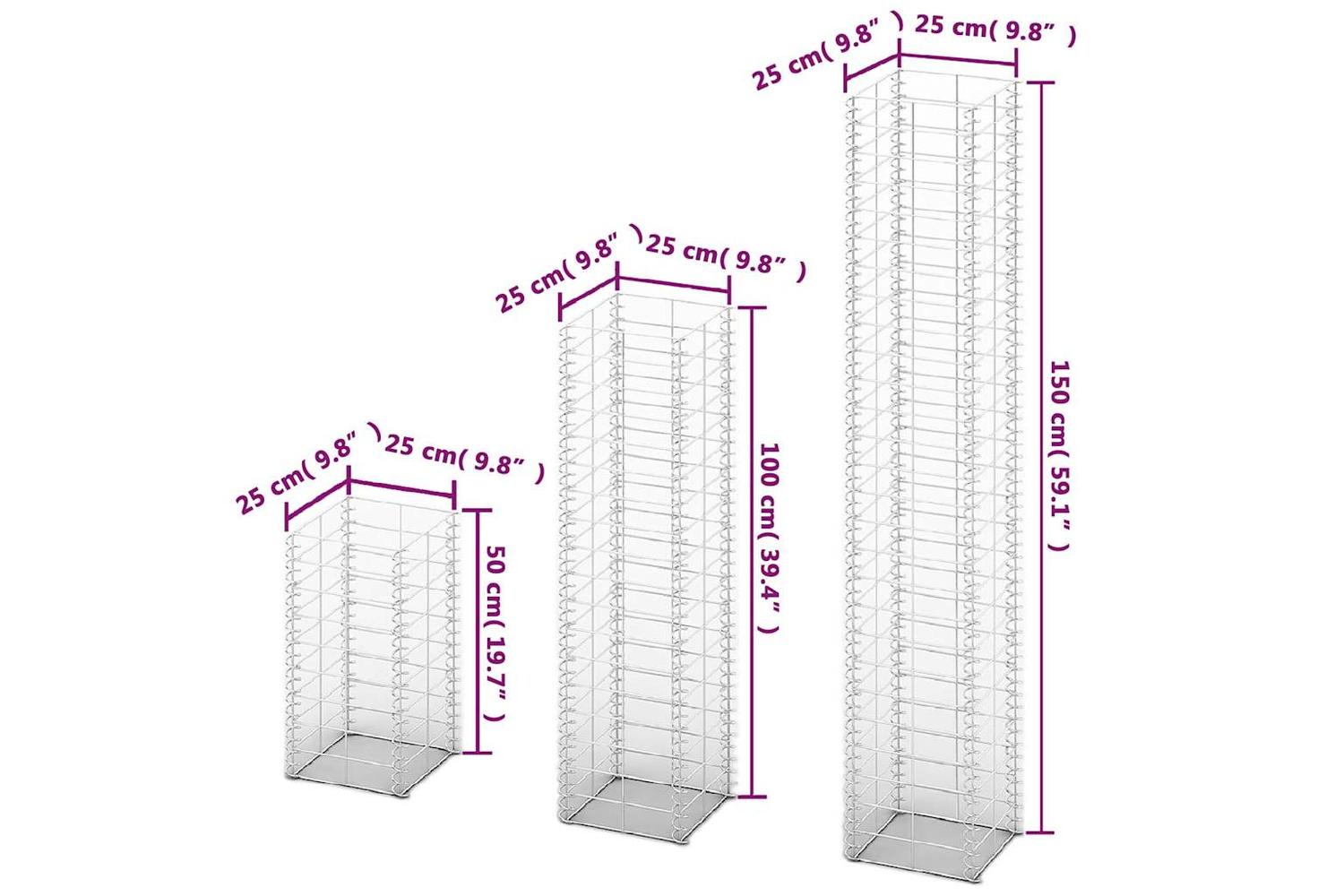 Vidaxl 141048 3 Piece Gabion Set Galvanised Wire-5