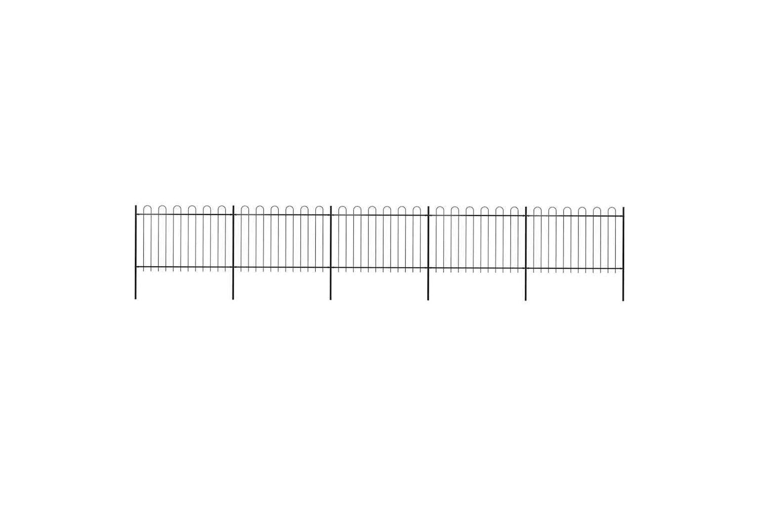 Vidaxl 277669 Garden Fence With Hoop Top Steel 8.5x1.2 M Black