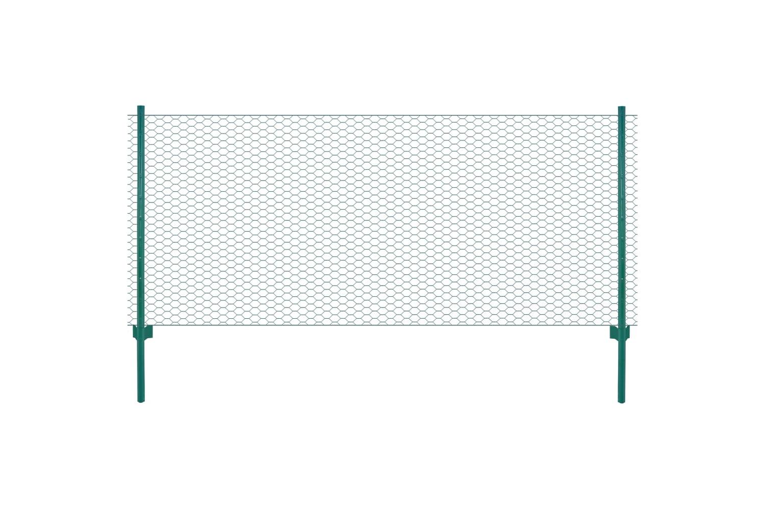 Vidaxl 144610 Wire Mesh Fence With Posts Steel 25x1 M Green