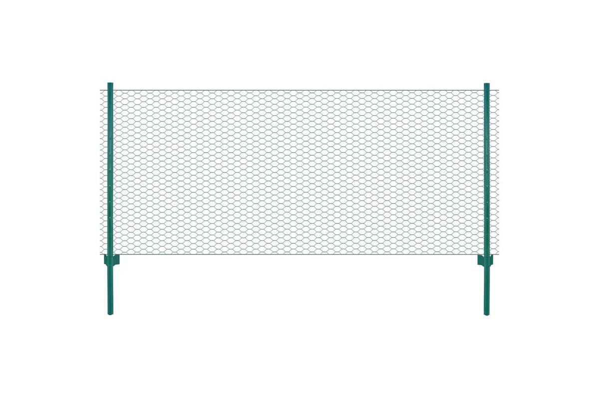 Vidaxl 144613 Wire Mesh Fence With Posts Steel 25x0.5 M Green