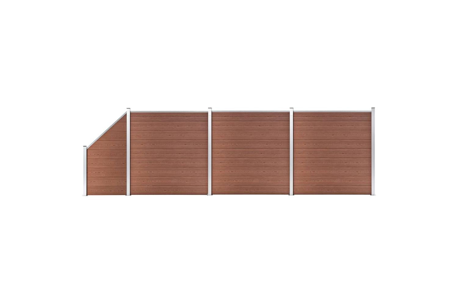 vidaXL 3053217 Wpc Fence Set 3 Square + 1 Slanted 619x186cm Brown-2