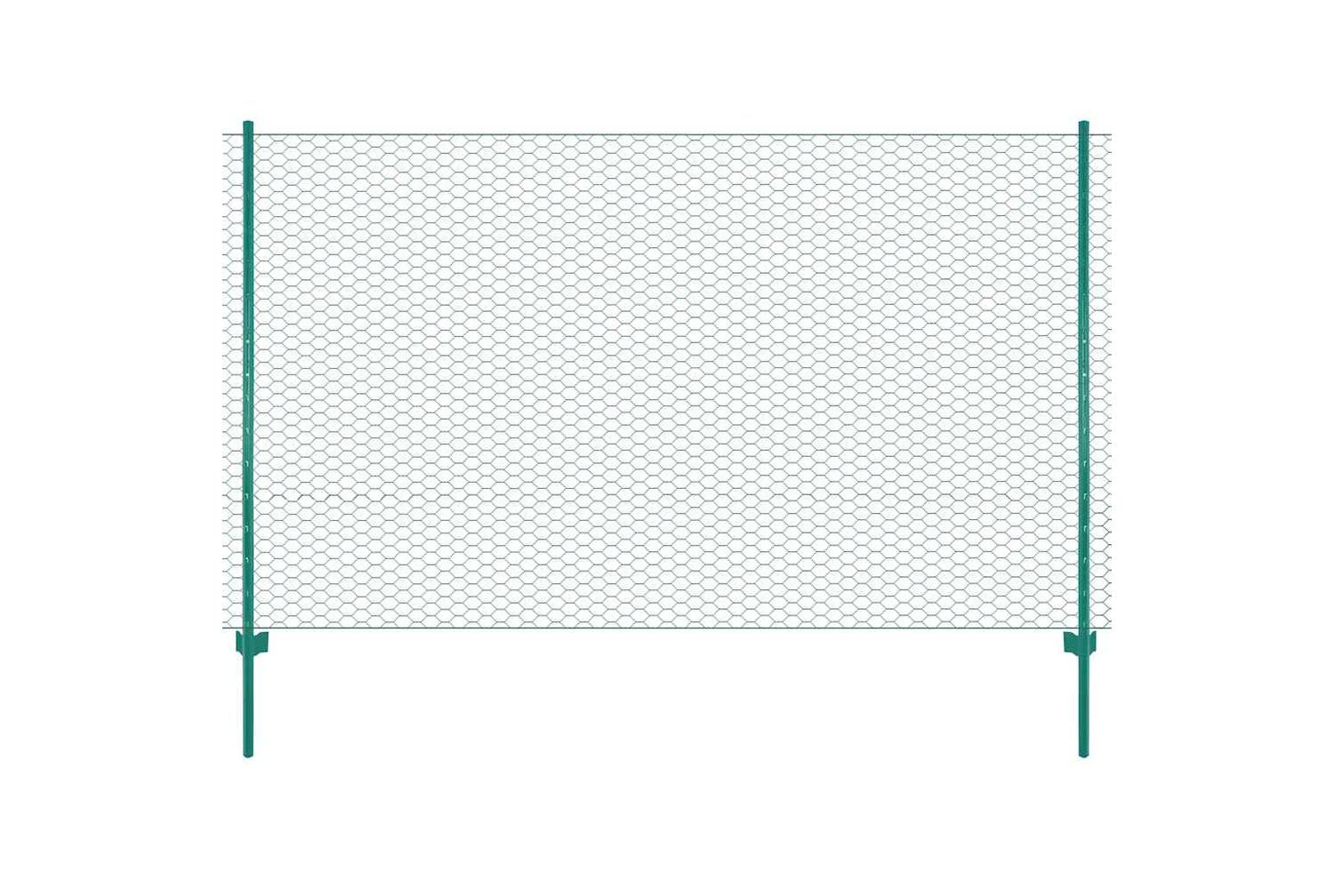 Vidaxl 144616 Wire Mesh Fence With Posts Steel 25x1.5 M Green