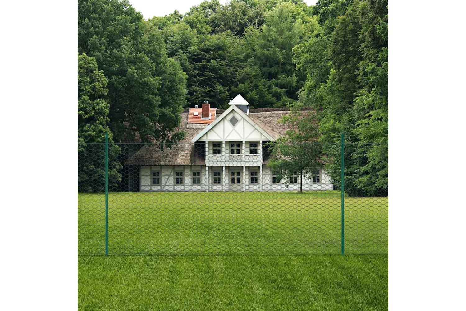 Vidaxl 144616 Wire Mesh Fence With Posts Steel 25x1.5 M Green-2