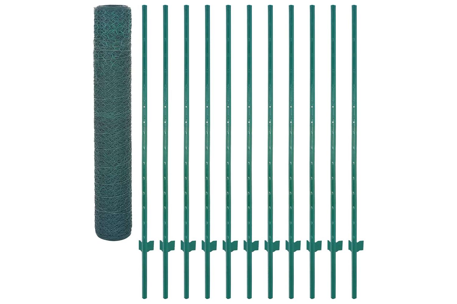 Vidaxl 144616 Wire Mesh Fence With Posts Steel 25x1.5 M Green-3