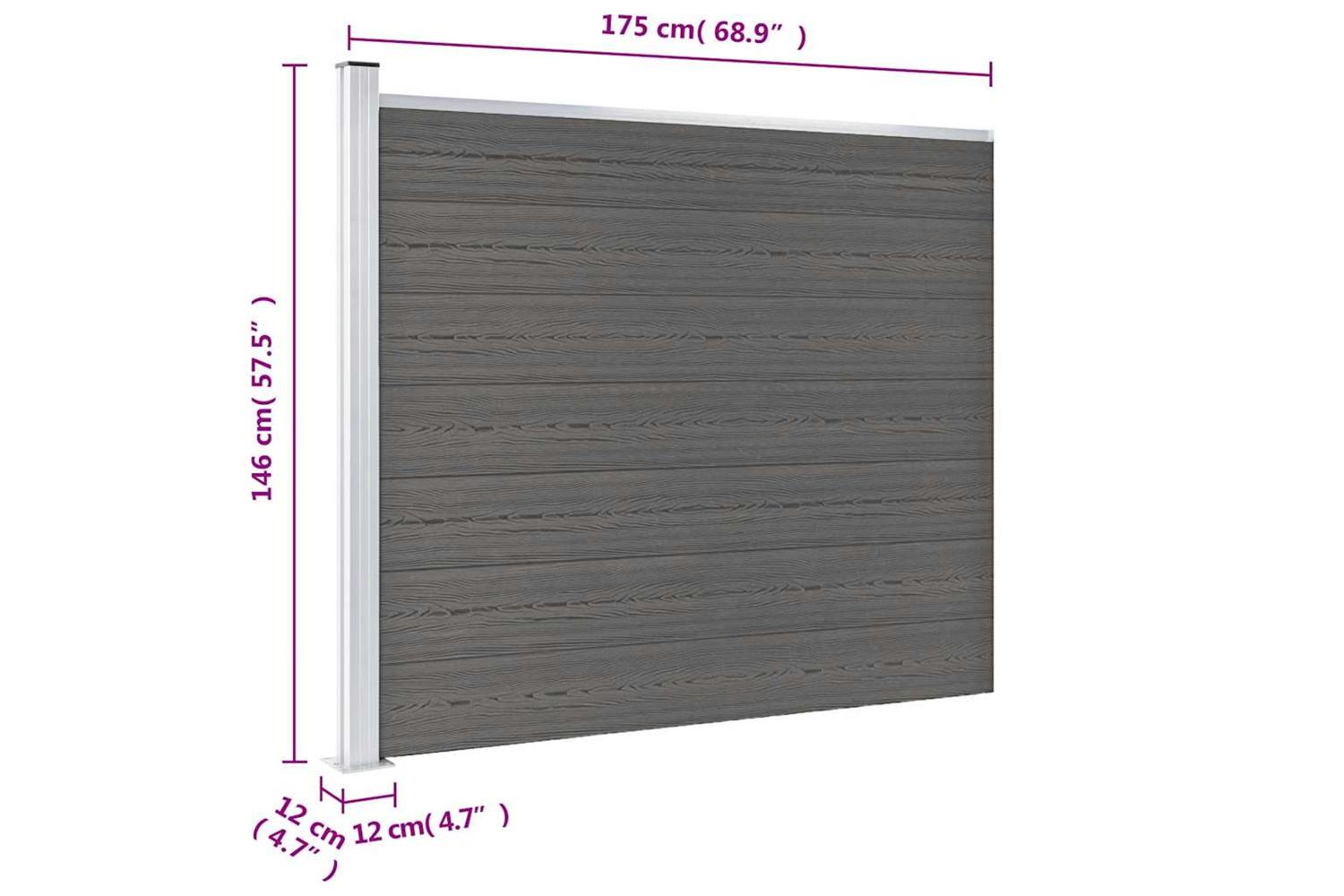 vidaXL Fence Panel Wpc 175x146cm Grey-9