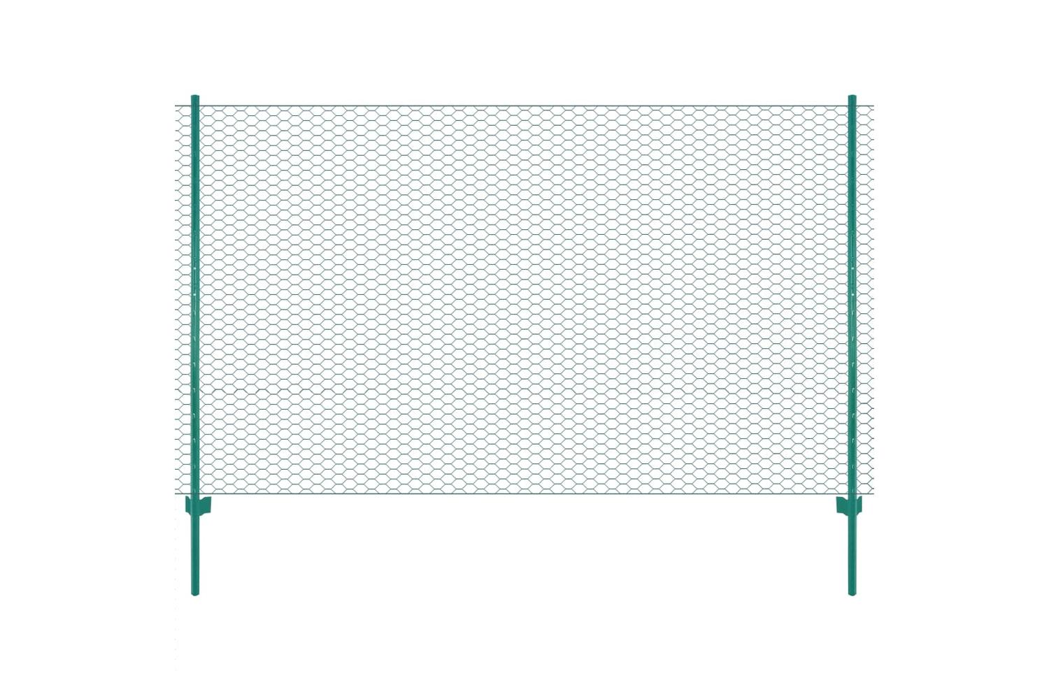 Vidaxl 144607 Wire Mesh Fence With Posts Steel 25x2 M Green