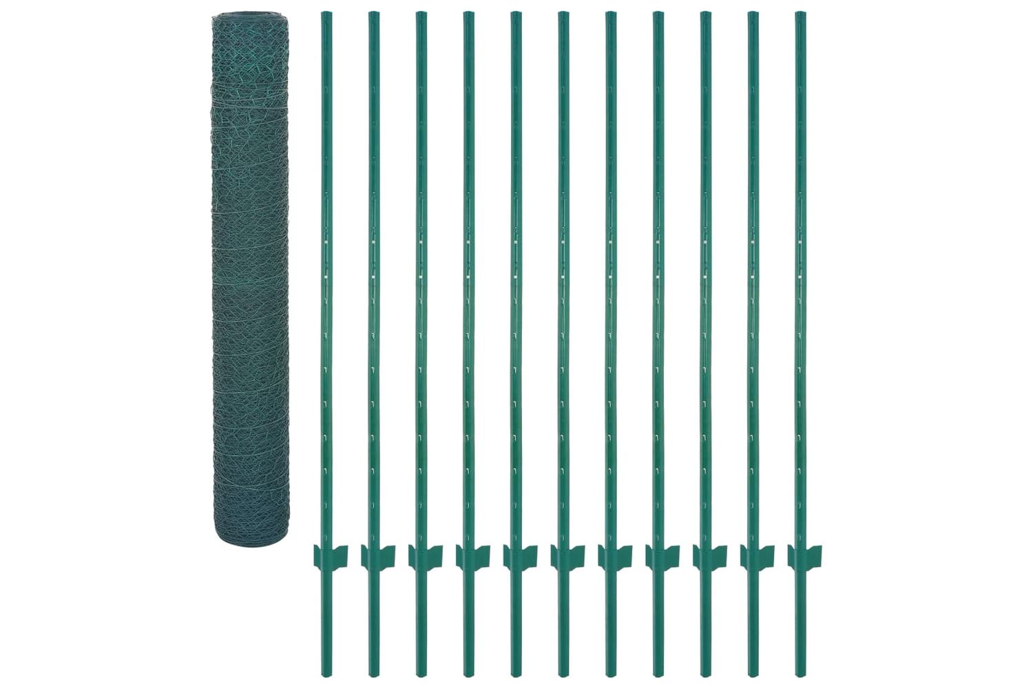 Vidaxl 144607 Wire Mesh Fence With Posts Steel 25x2 M Green-3