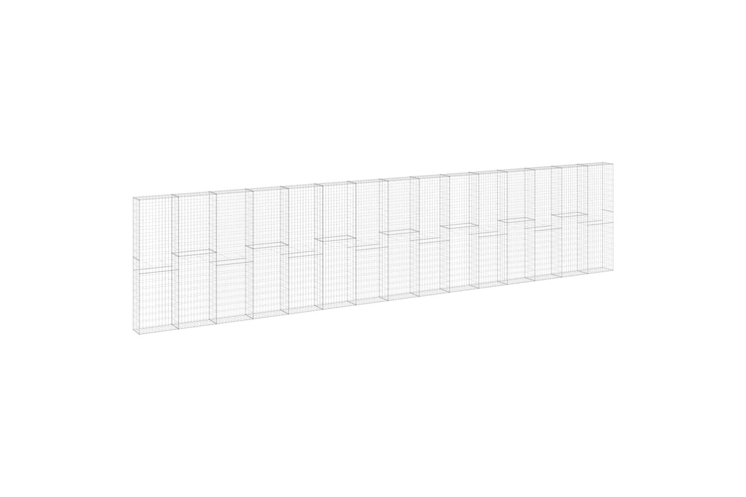 vidaXL 147819 Gabion Wall With Covers Galvanised Steel 900x30x200cm