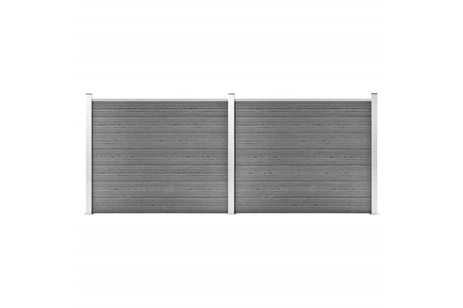 vidaXL 3070455 Fence Panel Set Wpc 353x146cm Grey-2