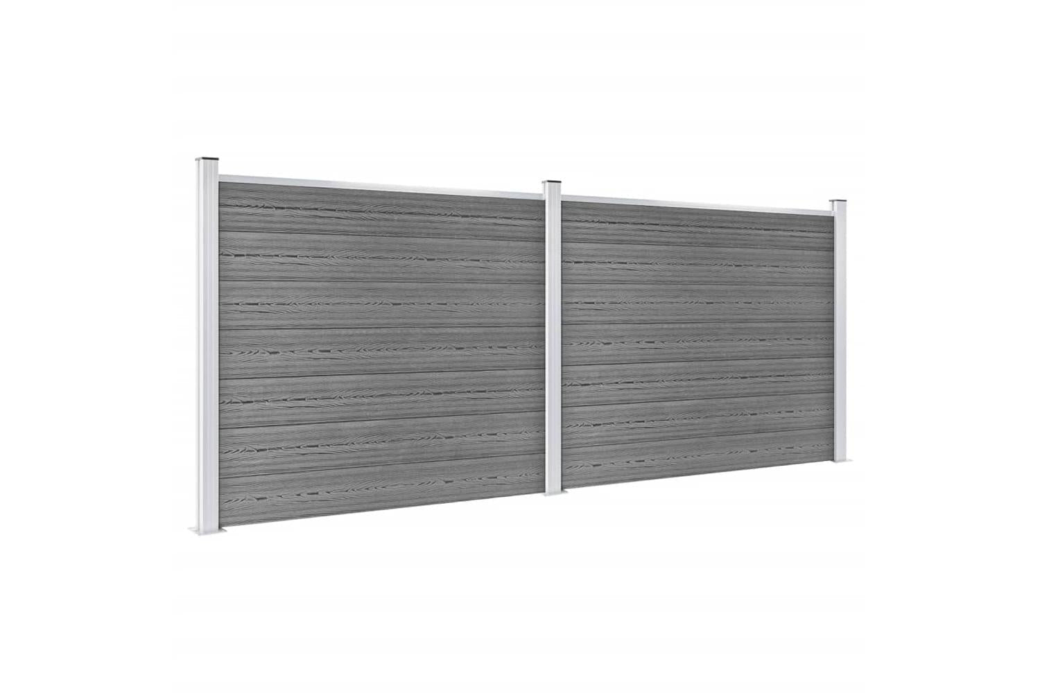 vidaXL 3070455 Fence Panel Set Wpc 353x146cm Grey-3