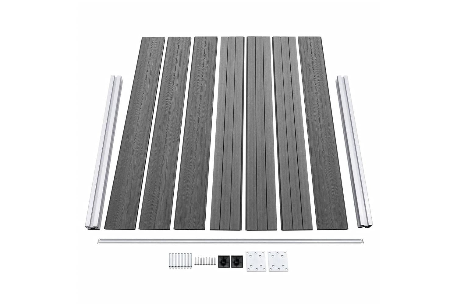 vidaXL 3070455 Fence Panel Set Wpc 353x146cm Grey-7