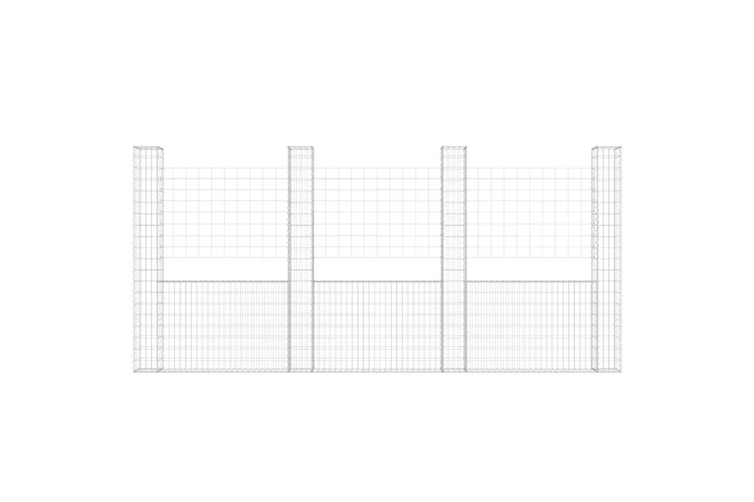 vidaXL 151291 U-shape Gabion Basket With 4 Posts Iron 380x20x200cm-3