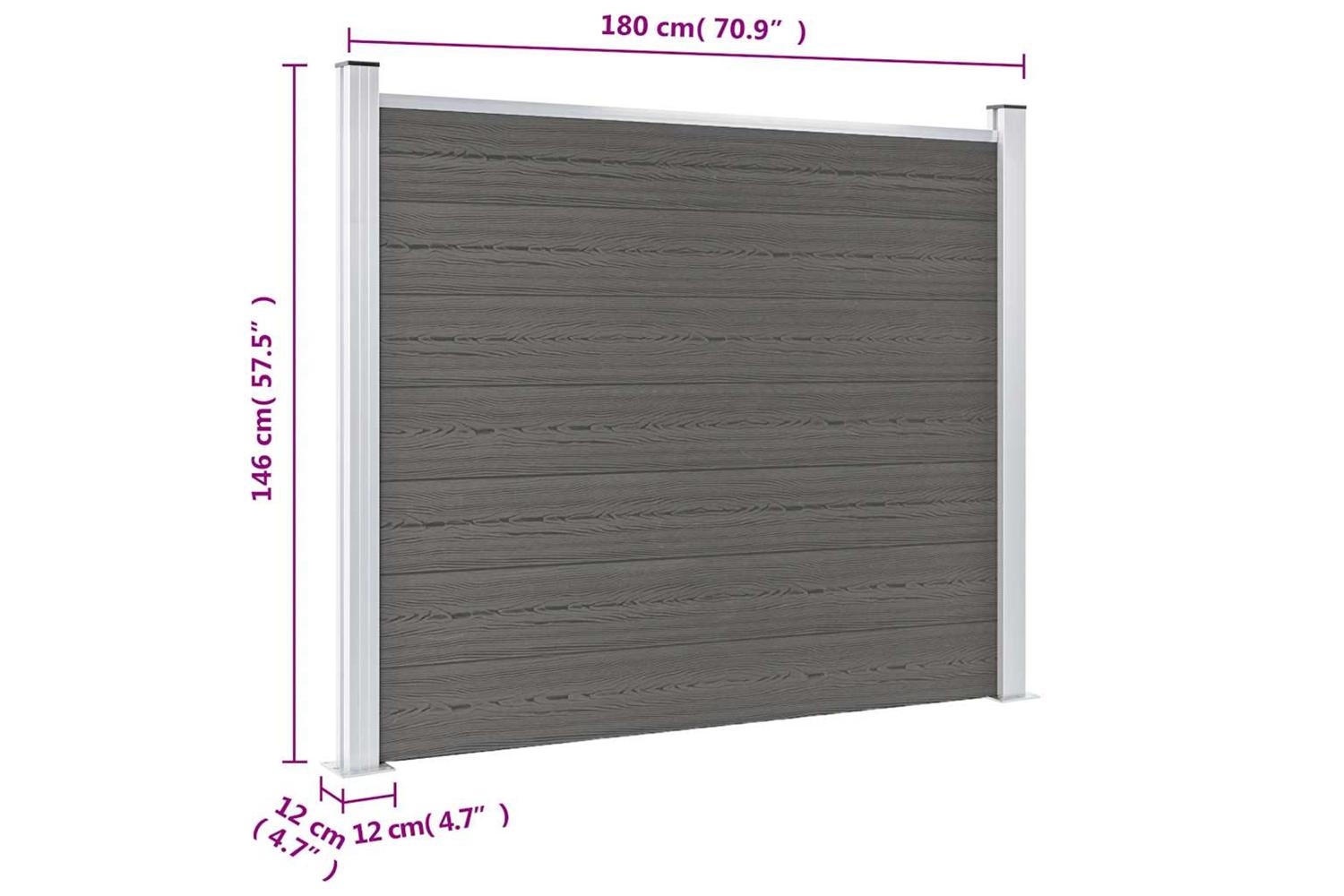 vidaXL Fence Panel Wpc 180x146cm Grey-9