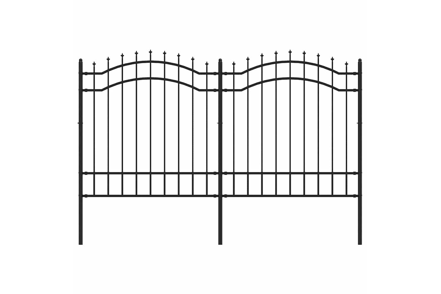 vidaXL 151081 Garden Fence With Spear Top Black 165cm Powder-coated Steel