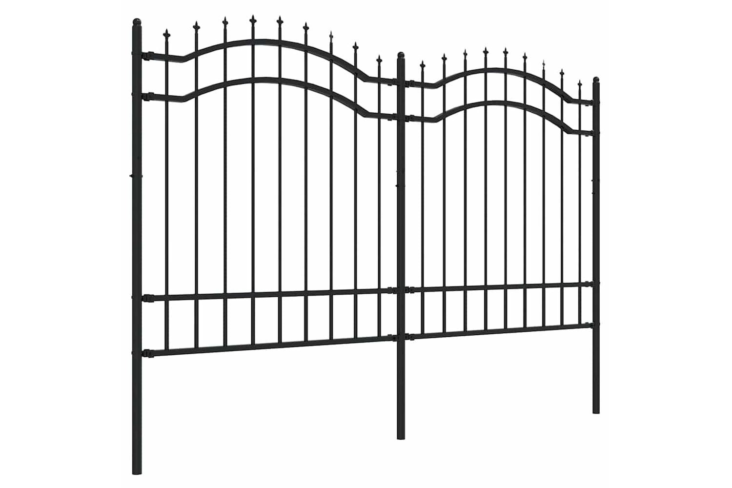 vidaXL 151081 Garden Fence With Spear Top Black 165cm Powder-coated Steel-3
