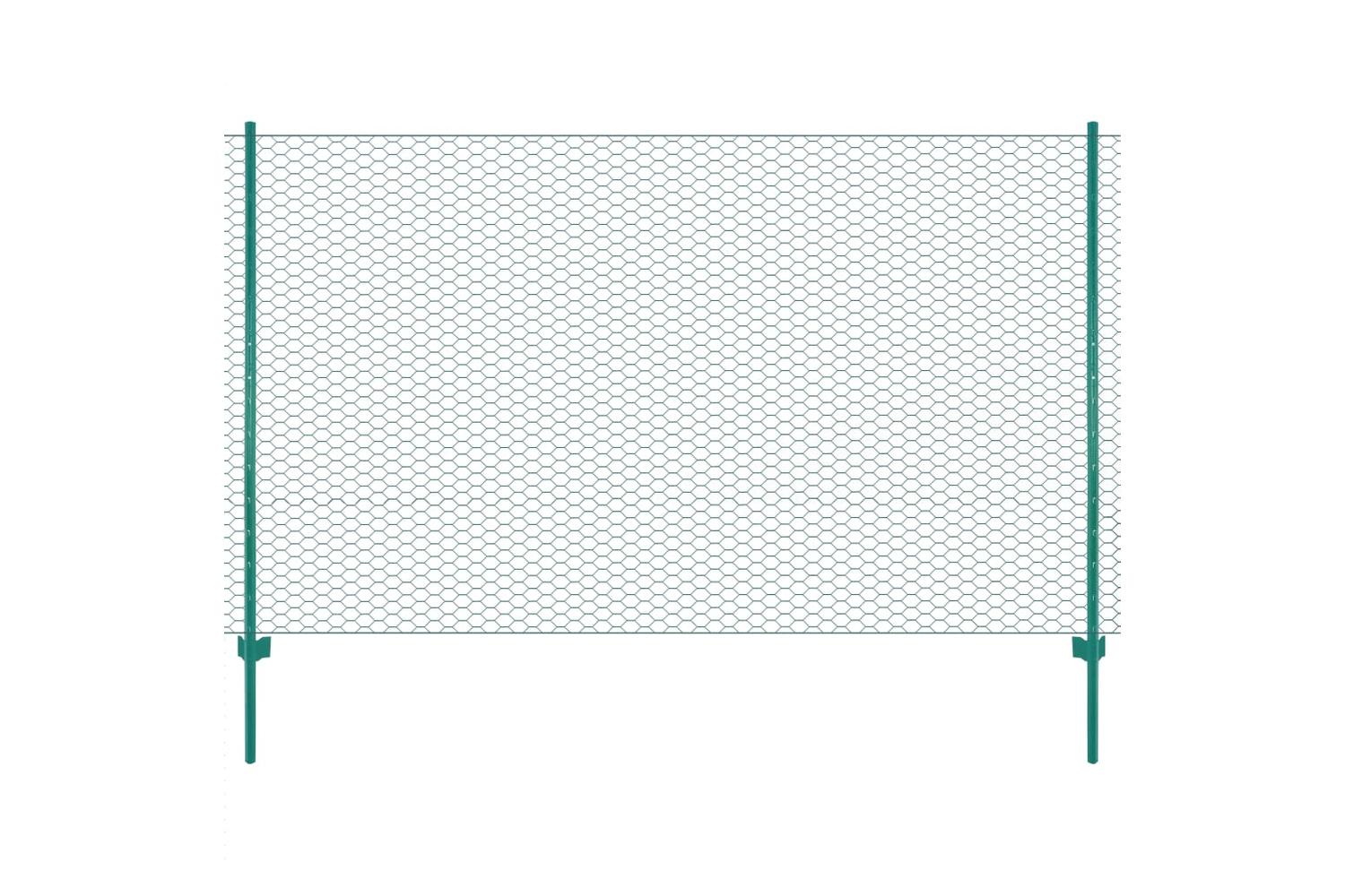 Vidaxl 144611 Wire Mesh Fence With Posts Steel 25x1.5 M Green