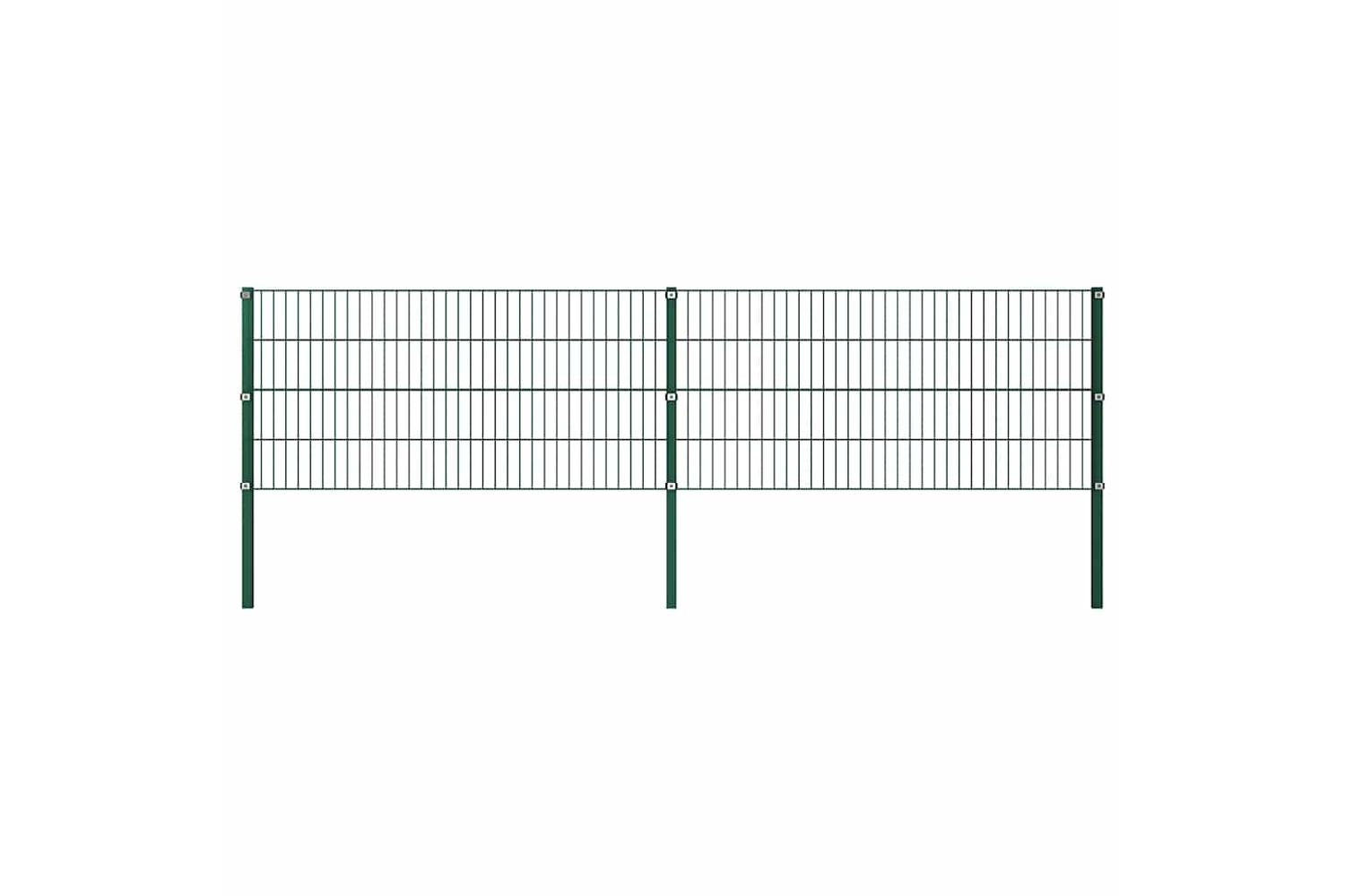 Vidaxl 278605 Fence Panel With Posts Iron 3.4x0.8 M Green