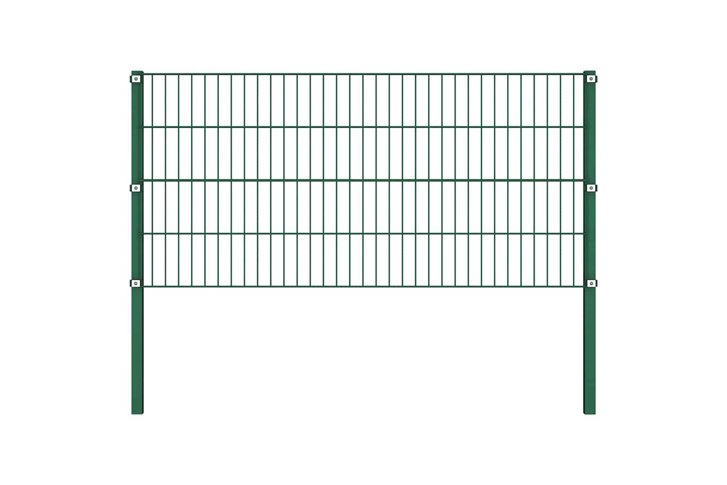 Vidaxl 278605 Fence Panel With Posts Iron 3.4x0.8 M Green-2