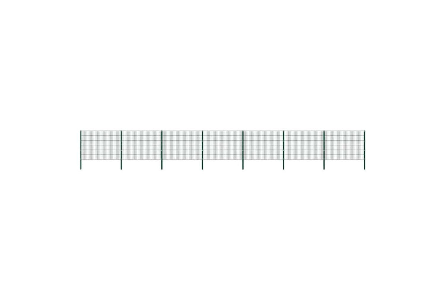 Vidaxl 278667 Fence Panel With Posts Iron 11.9x1.2 M Green
