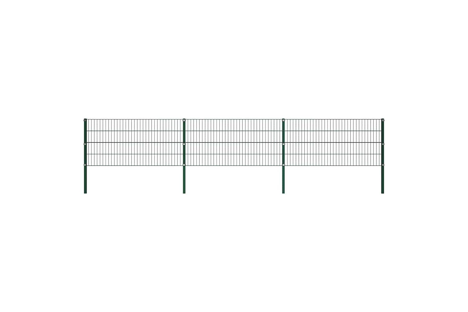 Vidaxl 278606 Fence Panel With Posts Iron 5.1x0.8 M Green