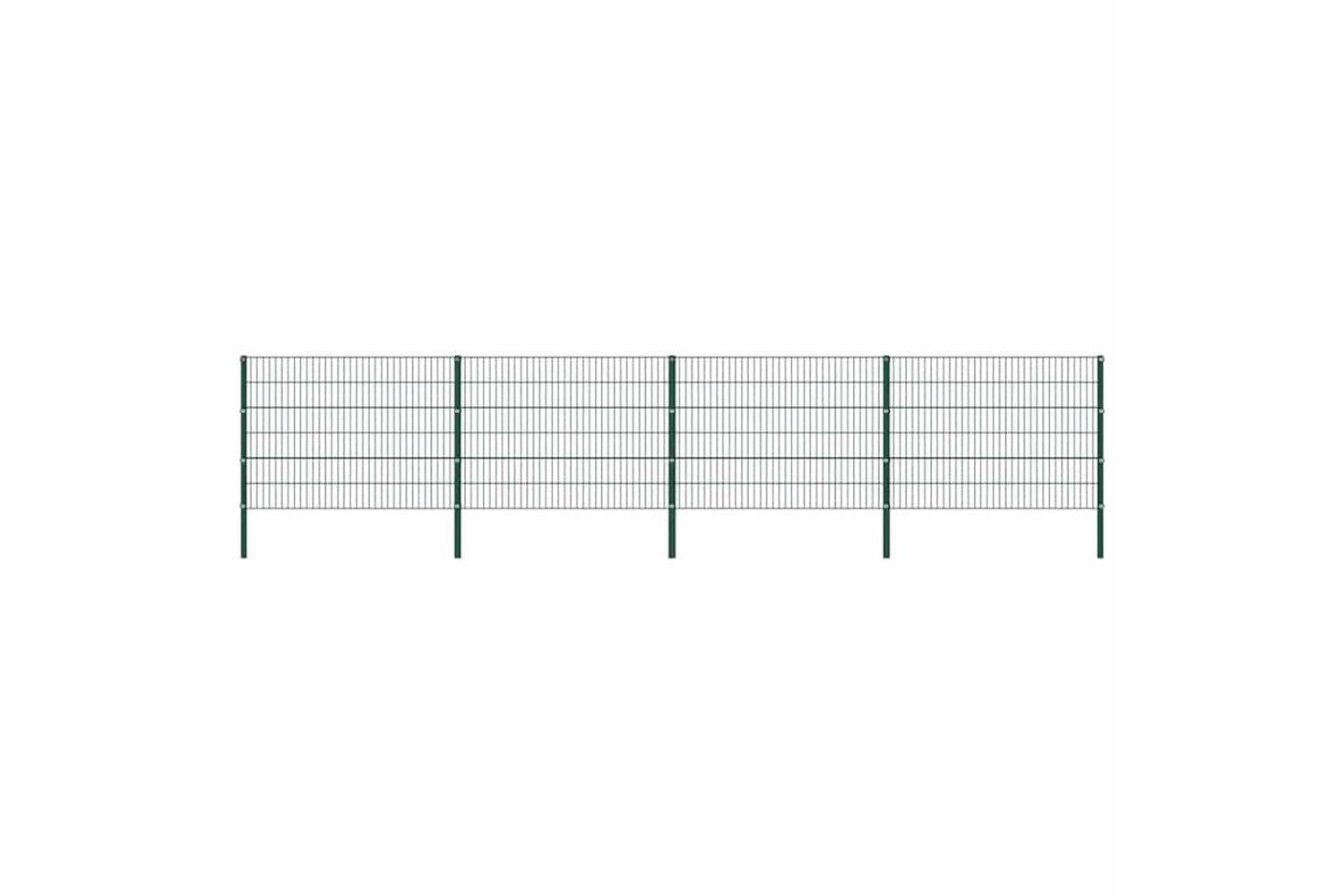 Vidaxl 278664 Fence Panel With Posts Iron 6.8x1.2 M Green