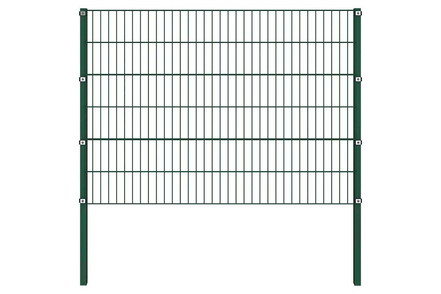 Vidaxl 278664 Fence Panel With Posts Iron 6.8x1.2 M Green-2