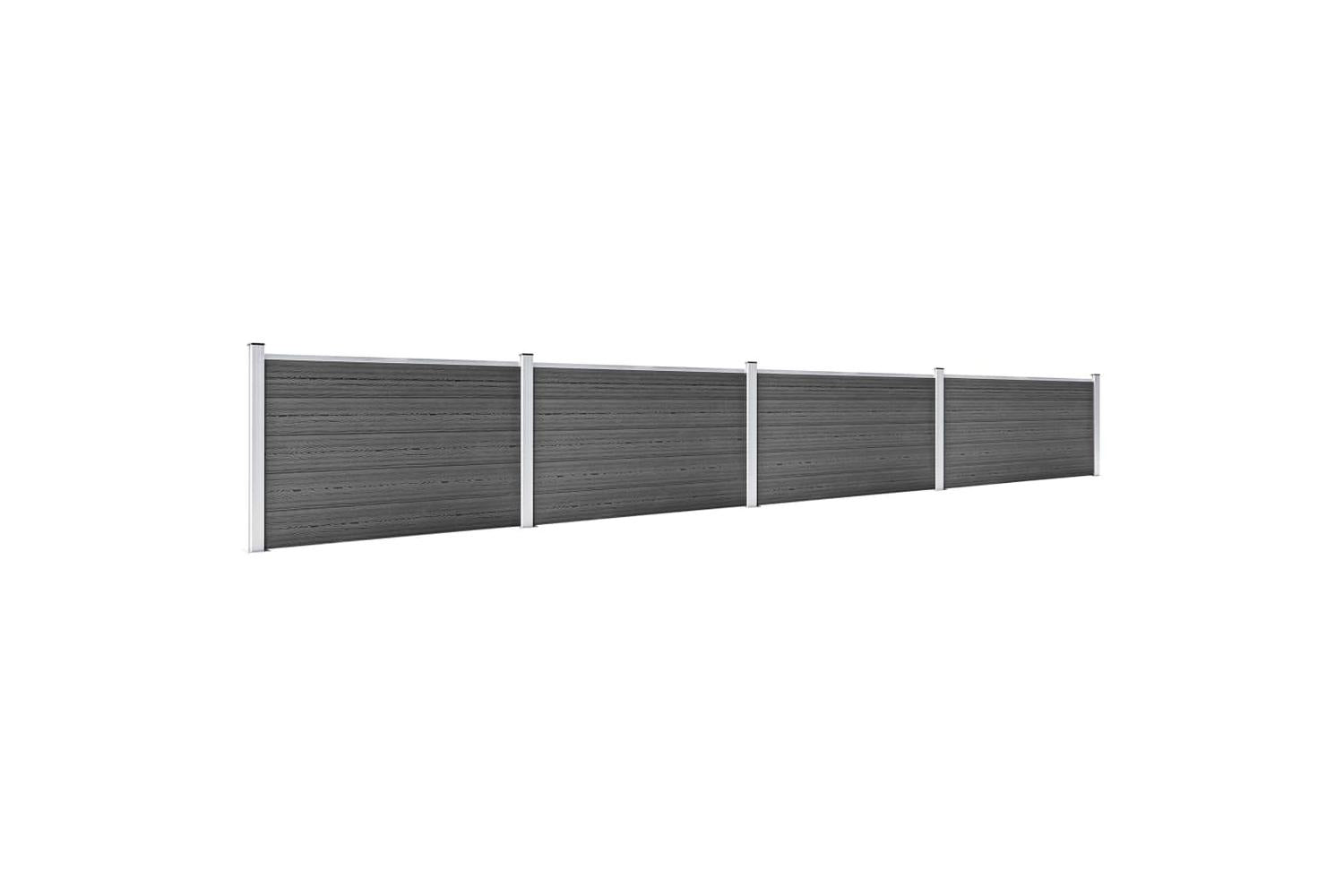 vidaXL 3070449 Fence Panel Set Wpc 699x105cm Black-2
