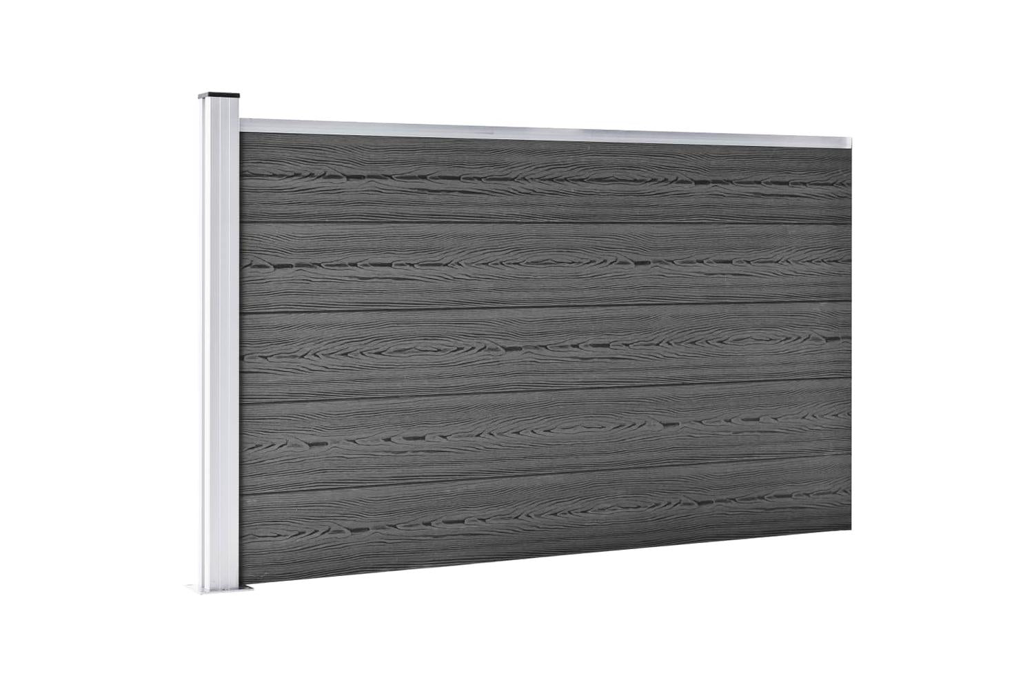 vidaXL 3070449 Fence Panel Set Wpc 699x105cm Black-4