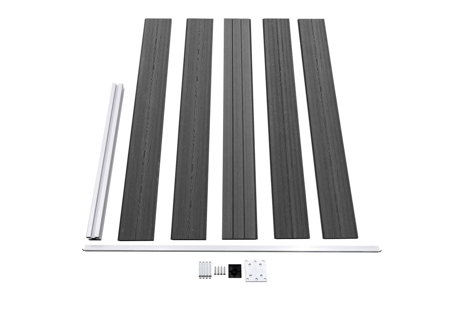 vidaXL 3070449 Fence Panel Set Wpc 699x105cm Black-6
