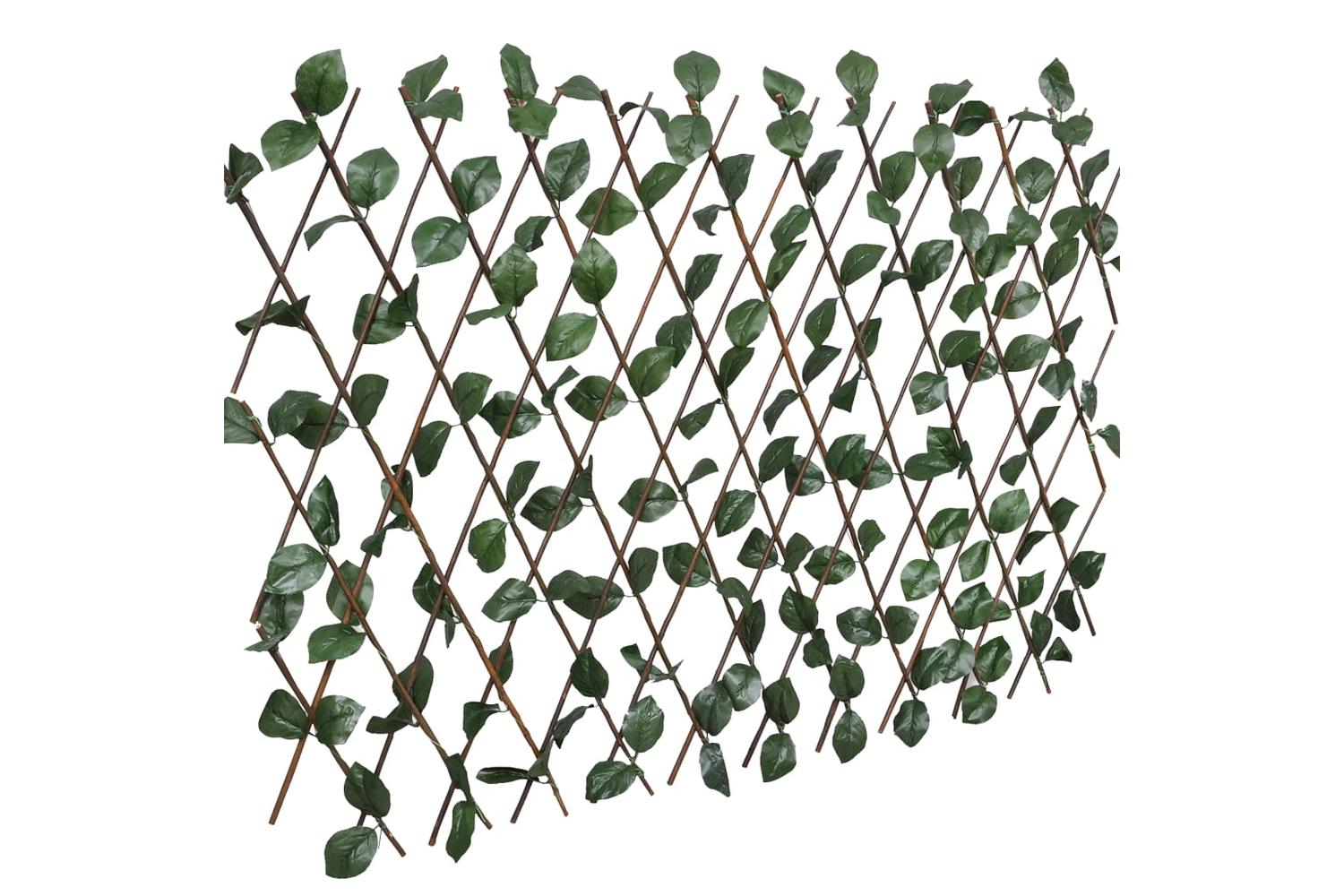 vidaXL 147751 Willow Trellis Fences 5 Pcs With Artificial Leaves 180x30cm-2