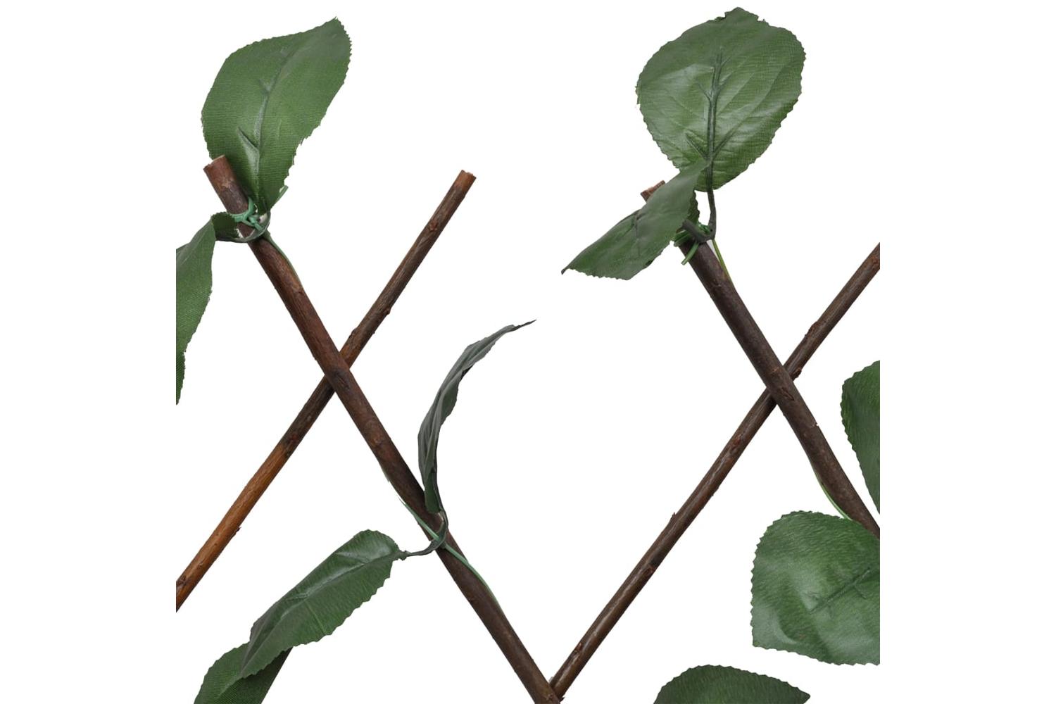 vidaXL 147751 Willow Trellis Fences 5 Pcs With Artificial Leaves 180x30cm-4