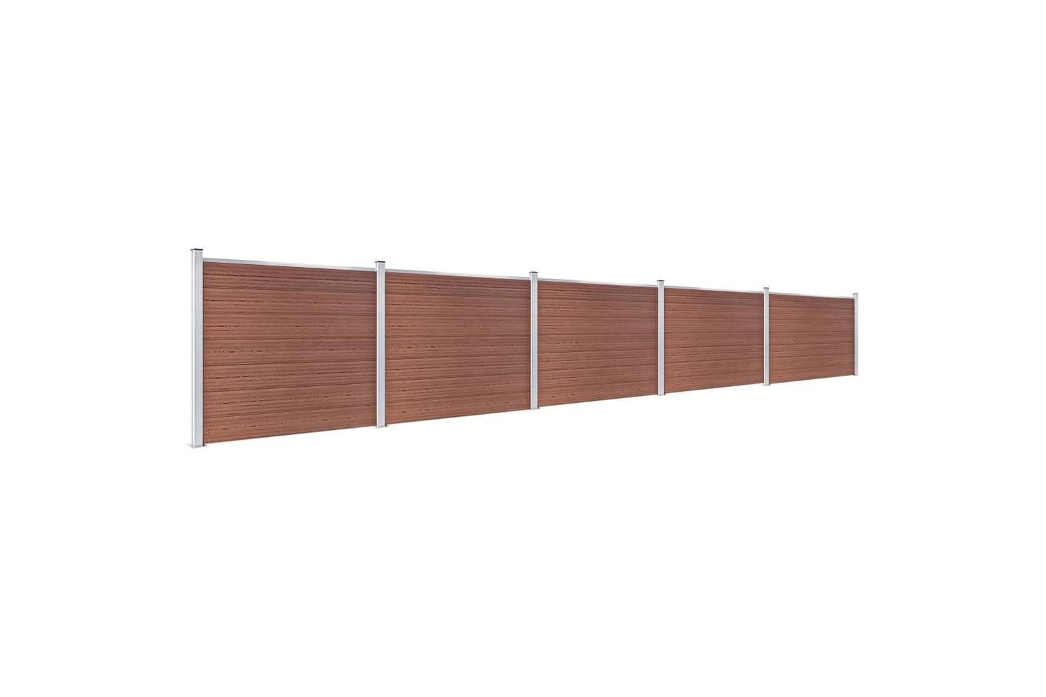 vidaXL 3070454 Fence Panel Set Wpc 872x146cm Brown-2