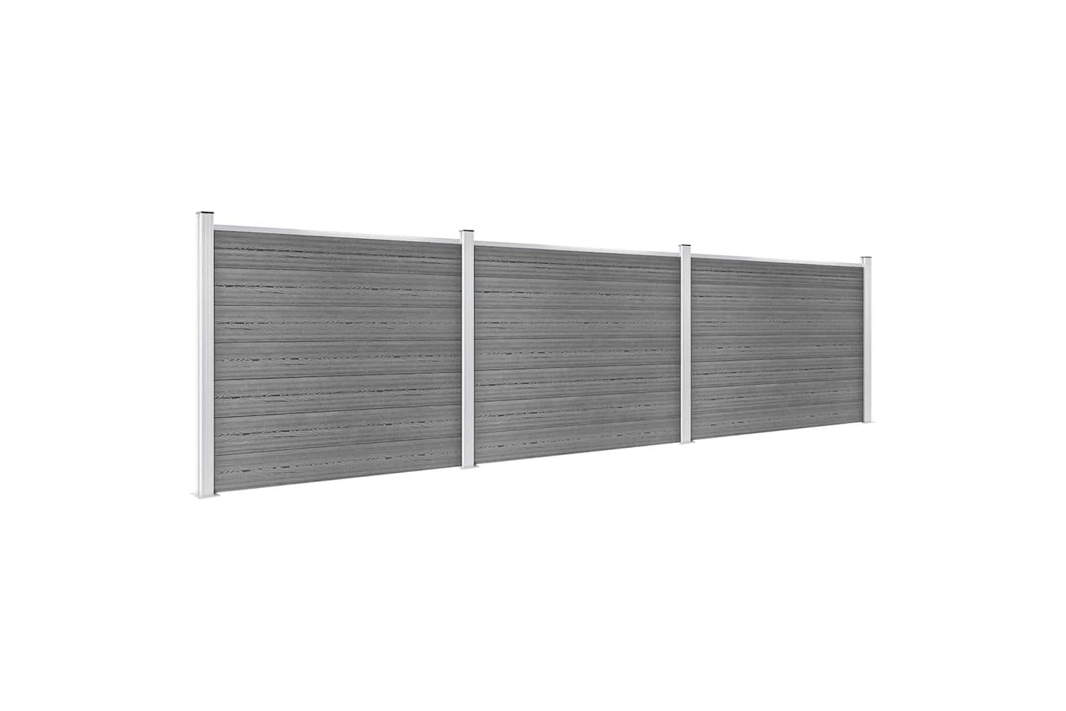 vidaXL 3070456 Fence Panel Set Wpc 526x146cm Grey-2