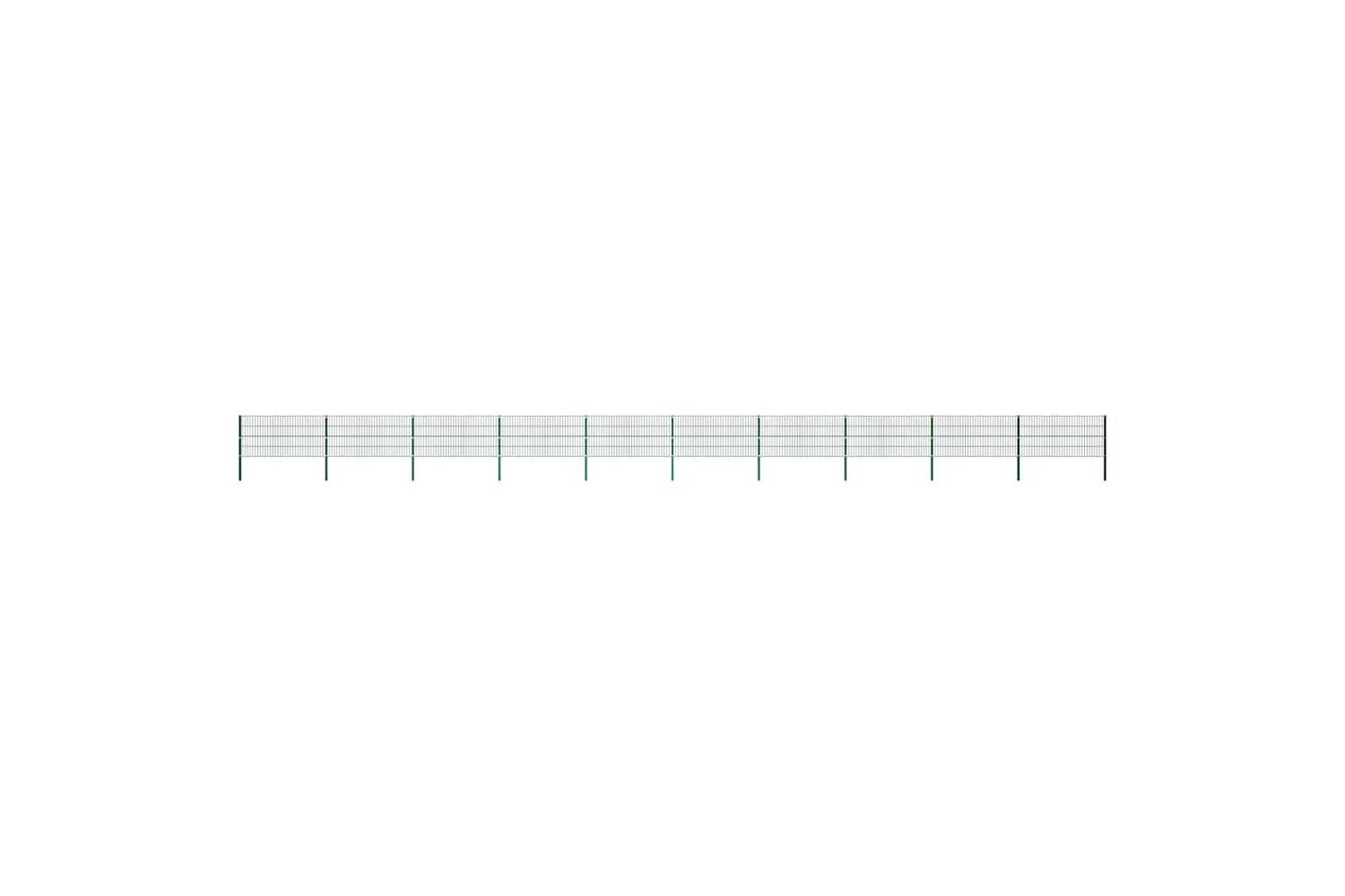 Vidaxl 278613 Fence Panel With Posts Iron 17x0.8 M Green