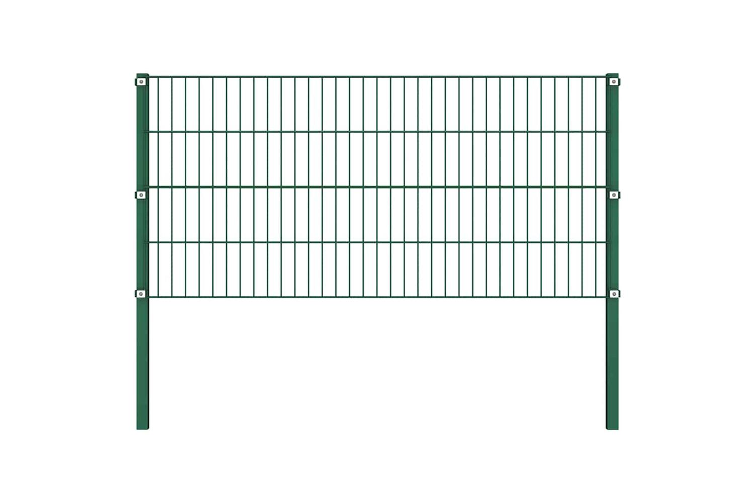 Vidaxl 278613 Fence Panel With Posts Iron 17x0.8 M Green-2