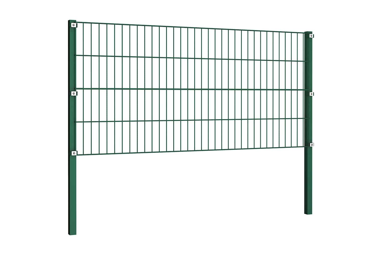 Vidaxl 278613 Fence Panel With Posts Iron 17x0.8 M Green-3