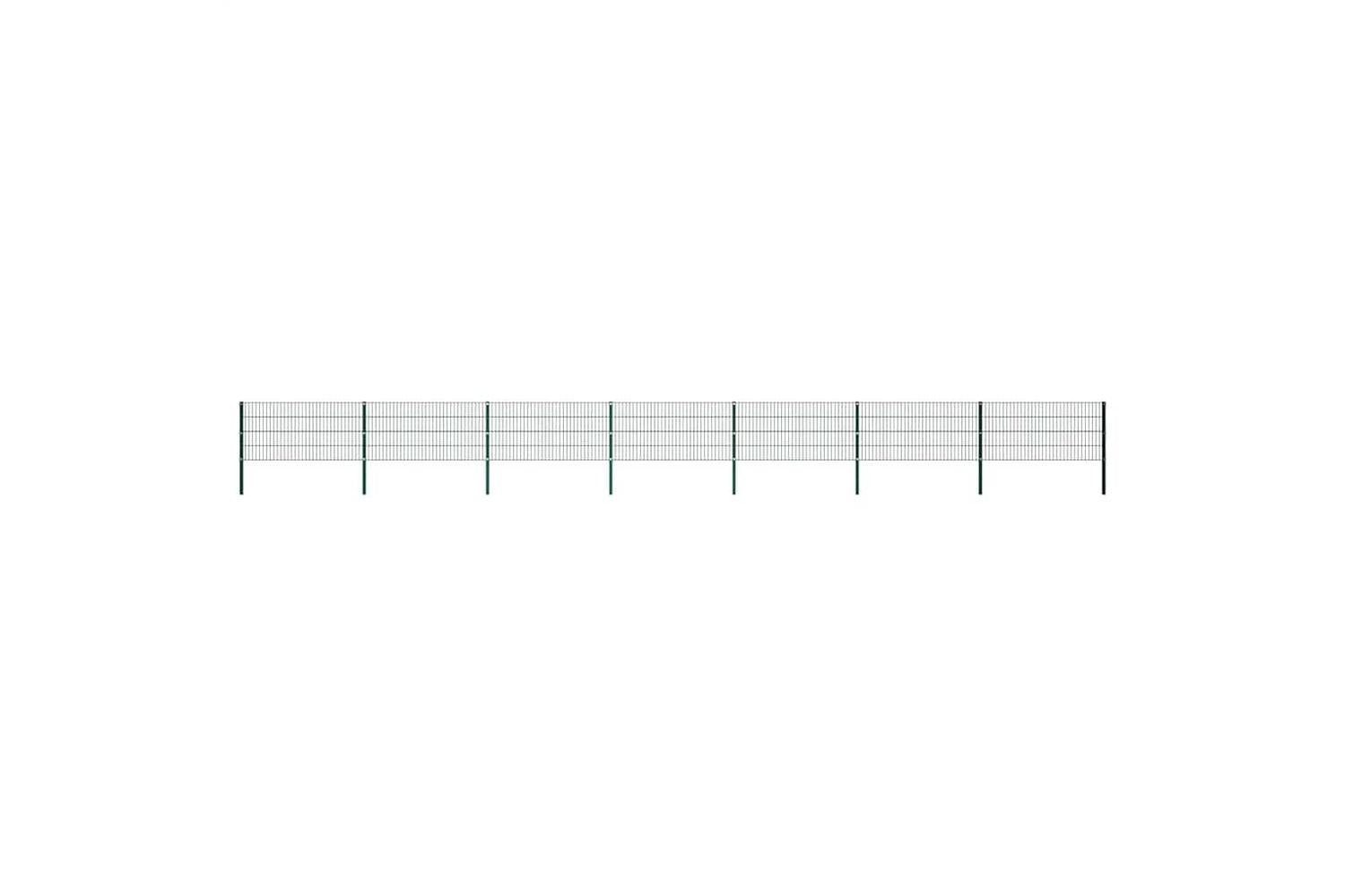 Vidaxl 278610 Fence Panel With Posts Iron 11.9x0.8 M Green